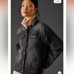Anthropologie Pilcro Boyfriend Denim Jacket in Carbon Size Large